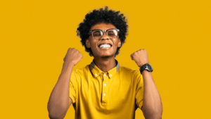 A man showing excitement