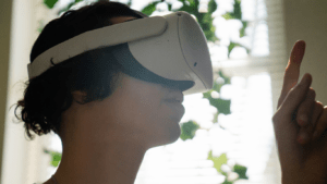 A boy wearing vr headset