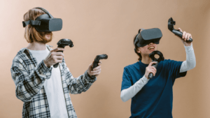 Two men playing VR