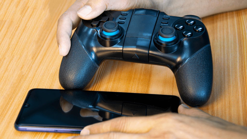 A mobile phone and gaming console both use for playing online games