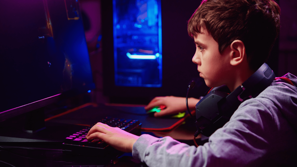 A kid playing video game