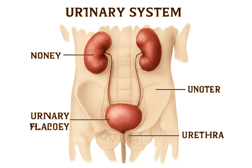 correctly label the following components of the urinary system.