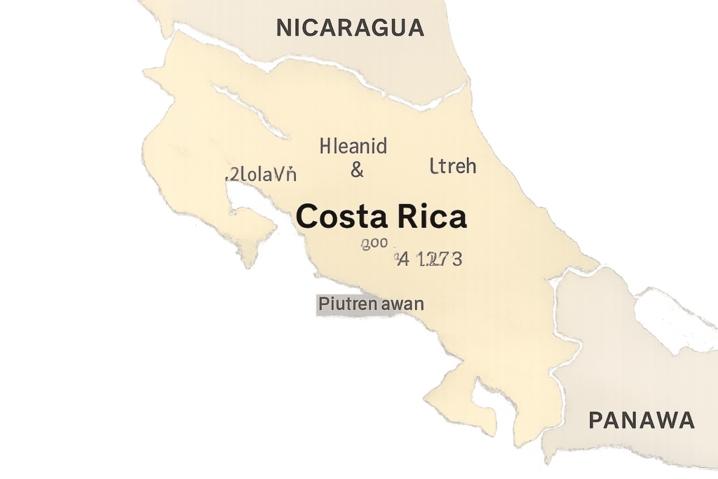 label the map of costa rica based on panorama