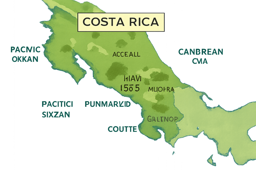 label the map of costa rica based on panorama.