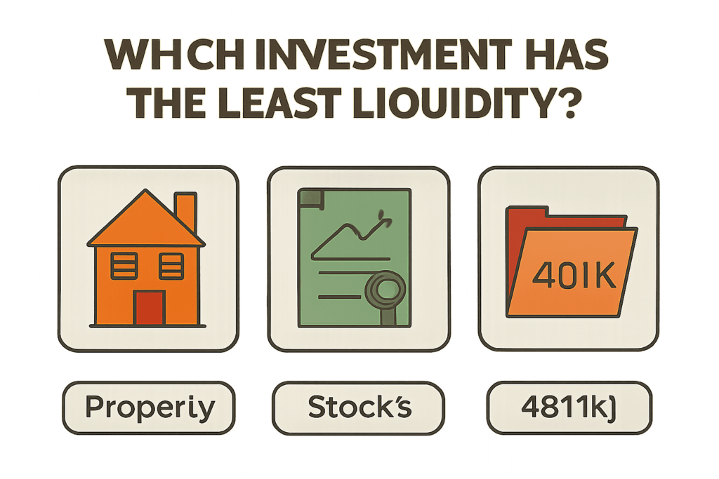 which investment has the least liquidity? propertystocksa savings accounta 401k